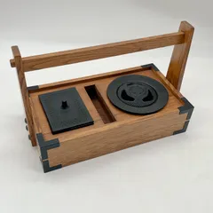煙草盆　アンティーク 黒塗橘蒔絵煙草盆（銅火入＆灰吹含む） / Black-lacuquered
