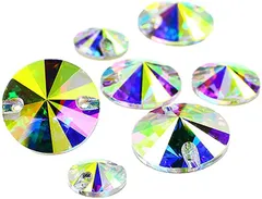 Hapipa プレミアムランク 装飾用 ガラスビジュー ガラスストーン 手芸用 縫い付け 縫いつけビジュー 衣装パーツ( AB,  12mm)