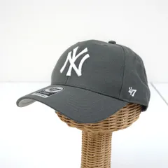 47 Brand YANKEES ‘47 MVP キャップ USED美品 NY ニューヨークヤンキース ダークグレー MLB 刺繍 帽子 フリーサイズ X5610