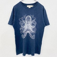 古着 used　H&M　エイチアンドエム　半袖ビッグプリントTシャツ　オクトパス　タコ　クルーネック　ネイビー　Mサイズ