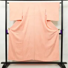 色無地 一つ紋付き 正絹 花柄 袷仕立て 身丈150.5cm 裄丈64cm ピンク