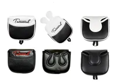 パターカバー マレット センターシャフト 用 サイドシャフト 用 ゴルフ ヘッドカバー 磁石タイプ開閉 オデッセイ 2ボール テーラーメイド スパイダーパター  白黒 黒