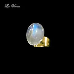 宝石質 天然 レインボームーンストーン オーバル カボション ピアス 316 サージカルステンレス 片耳用 1コ 金属アレルギー対策