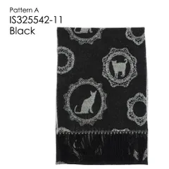 ネコ柄 細幅 ストール 日本製