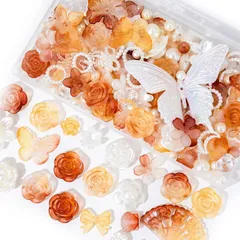 新品 デコパーツ ビーズ ホイップデコ パーツ 【特典ビーズ含む・26セット展開・約110個】 アクリル セット トレカ 硬質ケース デコ 手芸 ハンドメイド デコ 素材 可愛い デコレーション セット アクセサリー 薔薇 パール 貝殻 リボン 蝶 クリア デ