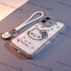 スマホケース　キティーちゃん　ストラップ付き　iPhone対応　アイフォンケース　iPhone16pro/16promax/15/14/13　可愛いケース　海外限定　新品未使用　2カラー選択可能