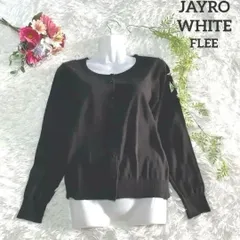 M 極美品✨ JAYRO WHITE ジャイロホワイト ジュン ブラックカーディガン 薄手 サイズ M  オフィスにカジュアルに 一枚あると頼れる、シンプルだけど洗練された大人のブラックカーディガン( ¨̮ ) S564 a34のサムネイル