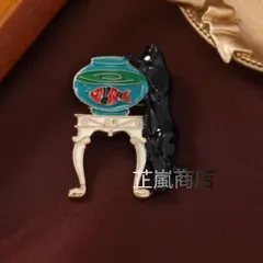 猫水槽ブローチエナメル彩色黒猫動物コサージュ高ルックスシャツコートアクセサリープレゼント