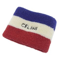 美品 CELINE セリーヌ by Hedi Slimane エディ期 リストバンド 小物 メンズ パイル ブルー ホワイト レッド TU 21ss ランウェイ着