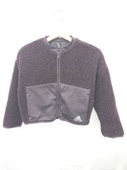 ◇ ⊇ adidas アディダス ジップアップ ロゴ キッズ 子供服 長袖 ボア ジャケット サイズ130 パープル系 男の子 E  【1506110016478】