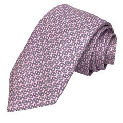 HERMES エルメス ネクタイ シェーヌダンクル ピンク シルク 美品 aq11648