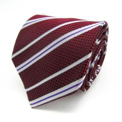 メイル&コー ブランド ネクタイ ストライプ柄 チェック柄 シルク メンズ ワインレッド MALE & Co 【中古】