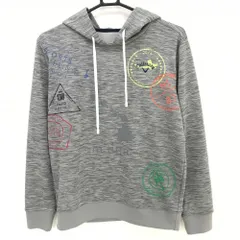 【超美品】キャロウェイ パーカー グレー×マルチ 地模様 ロゴ刺しゅう フード付 メンズ M ゴルフウェア Callaway