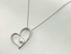 TASAKI 田崎 シルバーネックレス オープンハート パール付き