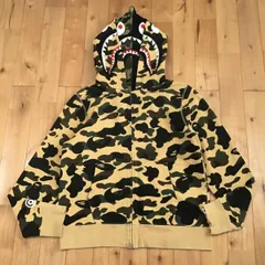 1st camo yellow ダブル シャーク パーカー Mサイズ double shark full zip hoodie a bathing ape BAPE CAMO エイプ ベイプ 迷彩