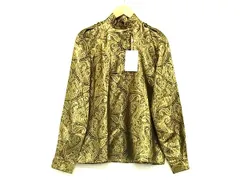 ■新品■未使用■ Salvatore Ferragamo フェラガモ シルク×ポリエステル ペイズリー柄 長袖 トップス サイズ42 洋服 ゴールド系 BK4045