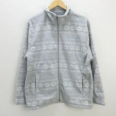 s■ニューバランス/NEW BALANCE 総柄フリースジャケット JKT【LL】灰/MENS/176【中古】