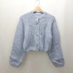 ◇ ⊇ El mar エルマール ローゲージ 長袖 カーディガン サイズF ライトブルー系 レディース E  【1504240015026】