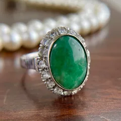 【買取店】K14WG グリーンクオーツ 取り巻き アンティーク調 12号　B9264