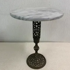 【フォロー割対象商品】レトロ　アンティーク　大理石円形テーブル　サイドテーブル　花台　飾り台  B