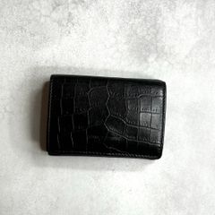 YSL SAINT LAURENT サンローラン / エンボスクロコダイルタイニーウォレット 三つ折り財布 ミニ財布 クロコ型押しレザー ブラック 459996