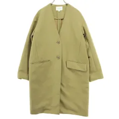 美品 BEAUTY＆YOUTH ビューティーアンドユース 長袖 ノーカラー コート S ベージュ レディース 古着