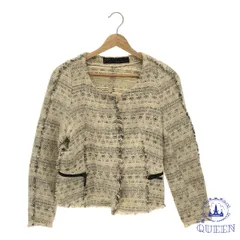 ☆美品☆ ZARA BASIC ザラベーシック アウター カーディガン シンプル 長袖 レディース 総柄ホワイト M 901-12040 送料無料 古着