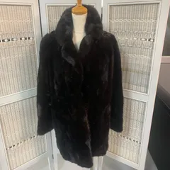 美品　 ムーンバット 毛皮 ミンクファーコート ダークミンク 裏地ロゴ ダークブラウン リアルファー ミンクコート 11号　毛皮コート MOONBAT