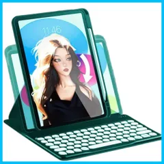 【速発送】 10.2 キーボードケース 縦 第9世代 第8世代 第7世代 イパッド ペン収納 カバー 9/8/7/3/10.5 耐衝撃 透明 クリ 背面カバー マグネット分離式 丸型キー ワイヤレスlttキーボード 付き 可愛い 深緑