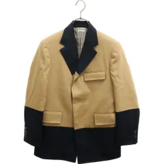 THOM BROWNE (トムブラウン) バイカラー 比翼ボタンデザイン 3Bテーラードジャケット ベージュ/ネイビーのサムネイル