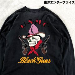 東洋エンタープライズ ロングスリーブTシャツ スカT スーベニア刺繍 ネーム刺繍 Thomas スカル ドクロ Black Guns ロンT 長袖カットソー ブラック 黒