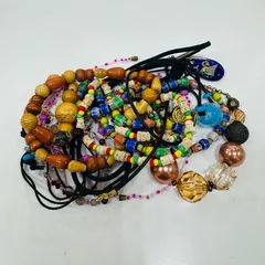 A【まとめ売り】ネックレス ビーズ 木製 ガラス玉 カラフル ハンドメイド パーツ取り