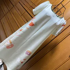 付下げからリメイク　パフスリーブ、裾広がりAラインワンピース