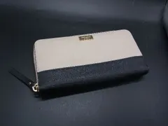 kate spade ケイトスペード レザー ラウンドファスナー 長財布 ウォレット 札入れ 小銭入れ ベージュ系×ブラック系 DE2909