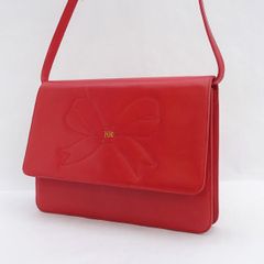 NINA RICCI /　ニナリッチ ◆2WAYショルダーバッグ/クラッチバッグ/リボン柄/レザー/レッド 【バッグ/バック/BAG/鞄/カバン】 レディースファッション【中古】 
