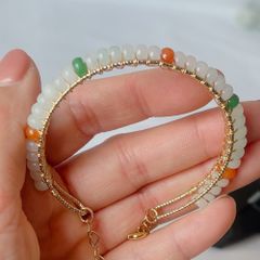 【新入荷】本翡翠保証‼️天然翡翠アンクレット ブレスレット　14k