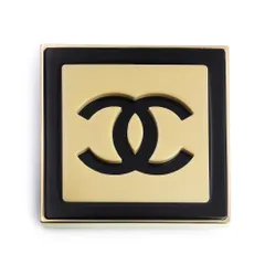 シャネル ココマーク スクエア フレーム ブローチ レジン ベージュ ブラック ゴールド 黒 AB9785 箱付 CHANEL（美品）