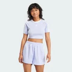 (アディダスオリジナルス) adidas Originals スリーストライプス 半袖ベビーＴシャツ 半袖Ｔシャツ レディース KNZ20 IP0658 WOMEN THREE STRIPES SHORT SLEEVE BABY T-SHIRT VIOLET