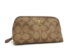 ■極美品■ COACH コーチ シグネチャー PVC×レザー ポーチ マルチケース 小物入れ レディース ブラウン系 DH7944