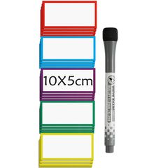 新品 マグネットシート10×5cm 20枚入 5色X4枚 マグネットラベル 磁石ネームプレート 磁石シート 枠デザイン 冷蔵庫マグネットラベル 厚さ1mm 繰り返し利用 エコ 事務所 倉庫 学校 スケジュール管理