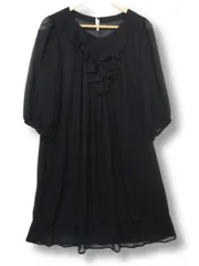 ◇【未使用】Lavannor 七分袖 シフォン生地のドレス ワンピース フリル ティアードデザイン  黒 LL/XL 春夏用■管理番号L29400SSS26-251005-10（510）