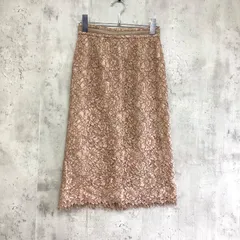 MISCH MASCH ミッシュマッシュ　ひざ丈タイトスカート　ライトブラウン×花柄レース　レディース　S/36サイズ