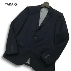 【美品】TAKA:Q タカキュー 通年 SLIM FIT 総裏 ウール混★ アンコン テーラード ジャケット Sz.Y4 メンズ 紺 ネイビー