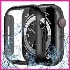 46mm_ブラック CAERMA Apple Watch用 ケース iWatch Series 11/10/9/8/7/6/5/4/SE3/SE2/SE 46mm対応 超薄型 アップルウォッチ用 カバー 防水 硬度9H 強化ガラス 高透過率 高耐久 耐衝撃 全