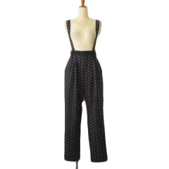 アクシーズファム axes femme パンツ サスペンダー サロペット ドット レース M 紺 ネイビーのサムネイル