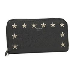 JIMMY CHOO カーナビー ラウンドファスナー 長財布 スタッズ レザー ブラック