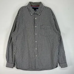 古着 トミーヒルフィガー TOMMY HILFIGER 長袖シャツ ロゴ　刺繍 チェック ボタンダウン M  ブラック系 マルチカラー メンズ
