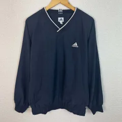 adidas アディダス ピステ Vネック プルオーバー ワンポイントロゴ ブラック Lサイズ メンズ 古着 スポーツMIX　テック系