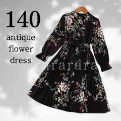 新品♡花柄ワンピース　女の子140　長袖　プリーツドレス　フォーマル　黒 結婚式、ピアノ、クリスマス、ひなまつり、姉妹コーデ、前撮り、記念日、帰省、インスタ、韓国、発表会、結婚式、七五三、お宮参り、バースデーフォト、披露宴、誕生日、パーティー、写真撮影、