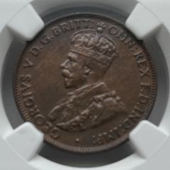 1929年　オーストラリア　ハーフペニー　銅貨